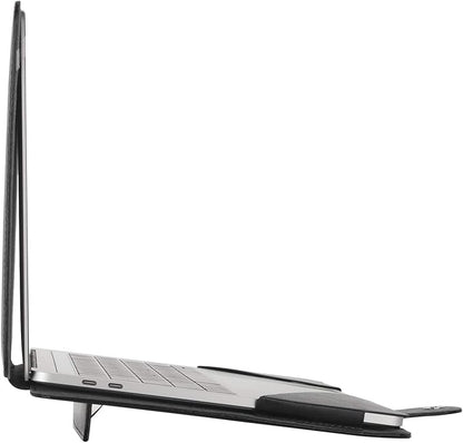 MOSISO Case Compatible with MacBook Air 13.6 inch M4 M3 M2 2025-2022 /Air 13 M1 2022-2018 /Pro 13 inch M2 M1 2025-2016, PU Leather Portfolio Protective Stand Cover, Black