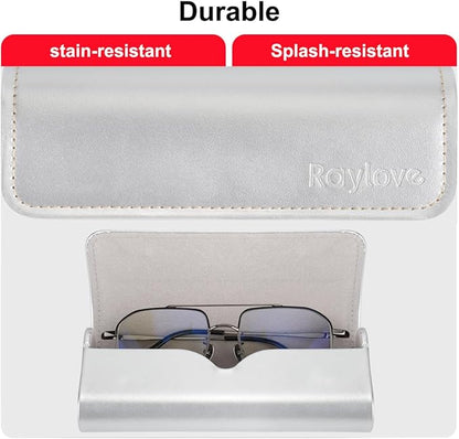 RayLove Glasses Case Hard Shell, Travel Sunglasses Case, Leather Hard Eyeglass Case for Women, Reading Glasses Case for Men