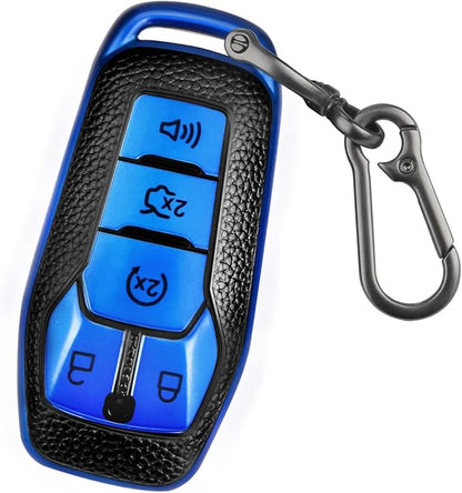 QBUC Key Fob Cover for Ford 2013-2018 Explorer F150 Lincoln MKC Fusion Mustang Edge 5 Buttons Smart Key (Blue, Series 1)