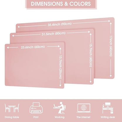 Leather Desk Pad Protector 31.5×15.7 inch Dual-Sided Vanity Mat Non-Slip Large Gaming Mouse Pad Waterproof Desk Writing Pad Desk Blotter Laptop and Keyboard Mat for Office and Home(Pink)