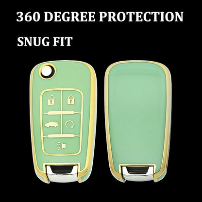 TPU Protective Key Fob Cover Case Compatible with 2010-2019 Chevy Equinox,2011-2016 Cruze Malibu Camaro Trax Impala Sonic Buick Lacrosse Regal Verano Trunk Keyless Entry Key Fob (Green)