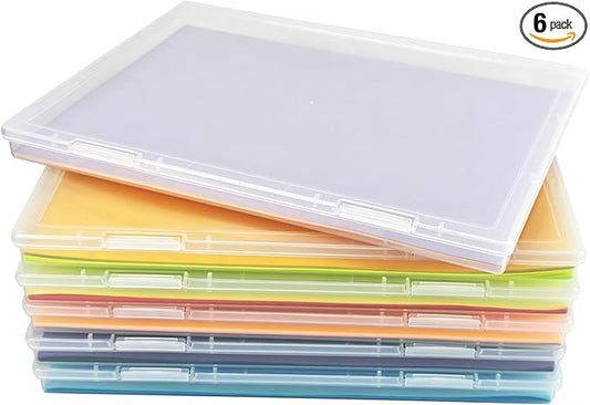 6 Pack 8x10 Photo Storage Boxes, Clear Plastic Organizer Bins for Scrapbook Paper, Crafts, Cards, and Photos