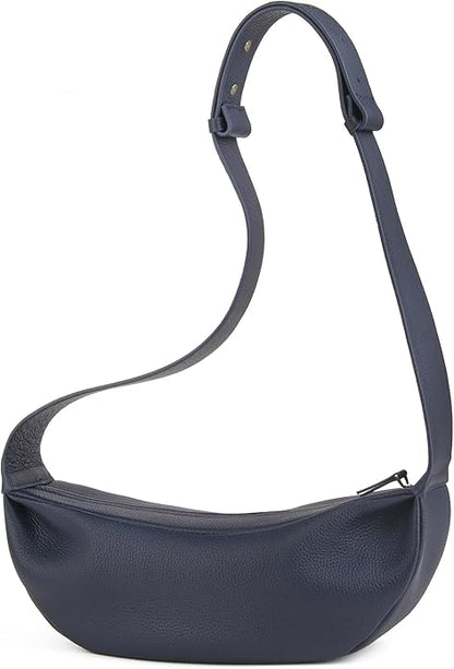 DONNAIN Genuine Leather Sling Bags Crossbody Women, Minimalist Style Casual Chest Bags with Wide Strap