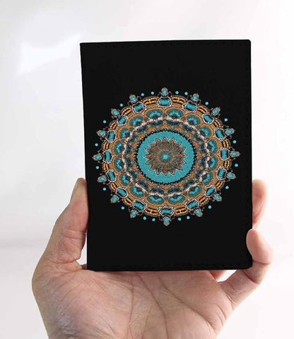 Mandala Passport Holder for Travel Abstract Ornate Filigree Scroll PU Leather Passport Cover Wallet Cute Passport Card Holder for Women and Men