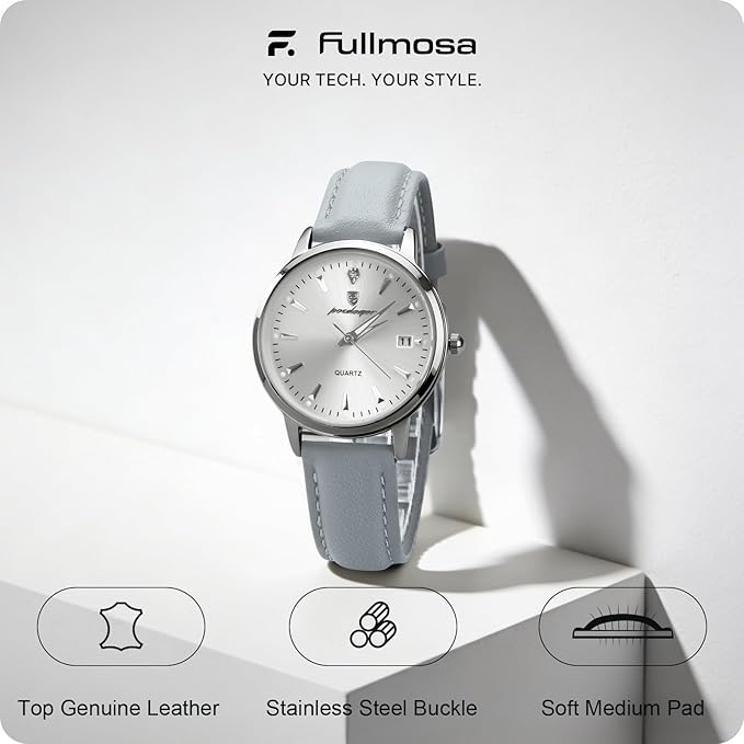 Fullmosa Watch Band, Quick Release Leather Watch Strap for Men Women, Replacement Bands Width 12mm 14mm 16mm 18mm 19mm 20mm 21mm 22mm 24mm