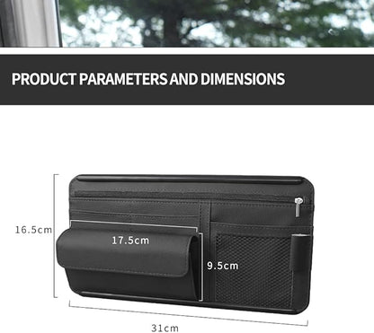 JEYODA Car Sun Visor Organizer - Auto Visor Pocket and Interior Accessories with Multi-Pocket Net Zippers (Style 2-Black)