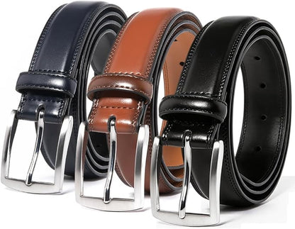 Mens Genuine Leather Dress Belt for Men, Handmade, 100% Cow Leather,Classic Casual and Business Belt Prong Buckle