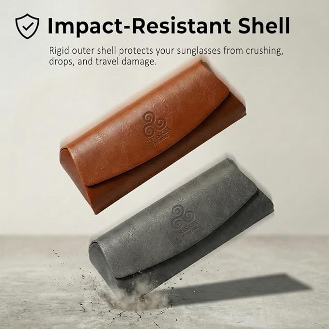 Triskel Curved-Top Eyewear Case – Hard Shell PU Leather Glasses Case with Soft Lining, Lightweight with Magnetic Closure