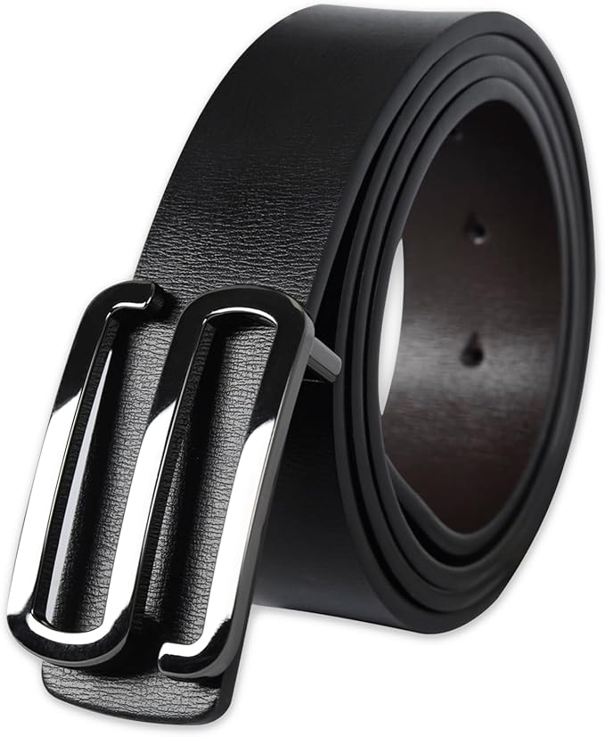 Aurolran Men&Womens Leather Dress Belt Business Automatic Buckle Belt Color-Black Silver Gold