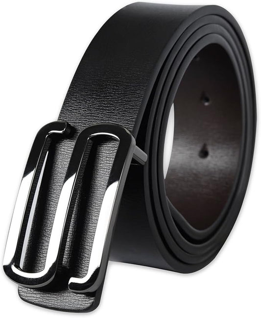 Aurolran Men&Womens Leather Dress Belt Business Automatic Buckle Belt Color-Black Silver Gold