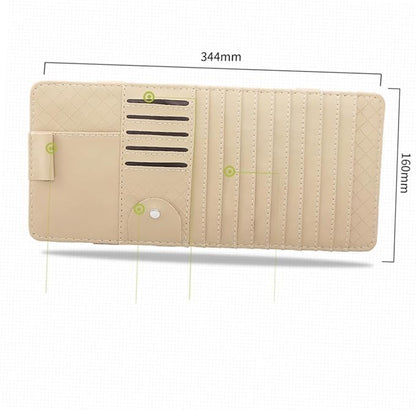 PRETYZOOM Multi Functional Sun Visor Organizer Bag for Car Leather CD Holder Pen Card Storage Stylish Beige Design for Vehicle Interior