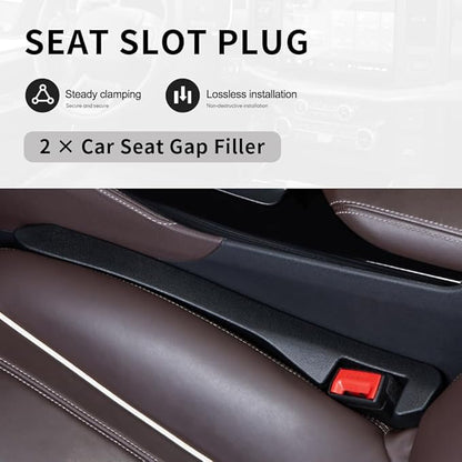 KIFIDAN 2PCS Car Seat Gap Filler,Flexible in between Car Seat Catcher for Tightly Filling Seats Gaps,Universal Cars Console Catcher Interior Cars Accessories for Women & Men (Black)