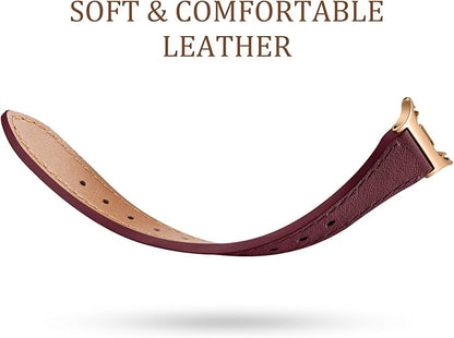GEAK Slim Leather Band Compatible with Samsung Galaxy Watch 8 40mm 44mm/Watch 8 Classic 46mm, No Gap Adjustable Genuine Leather Replacement Dressy Strap for Samsung Watch 8 Bands Women