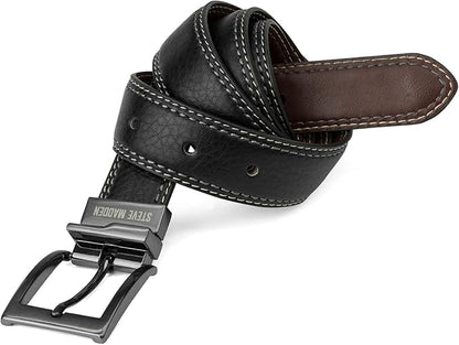 Steve Madden Men's Reversible Men's Dress Casual Every Day Leather Belt