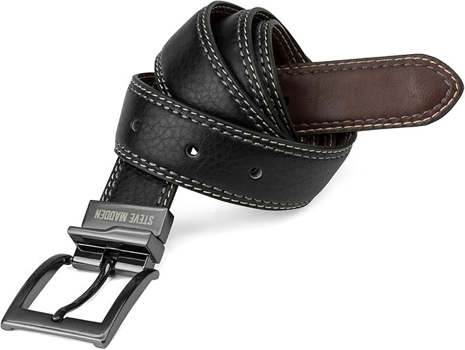 Steve Madden Men's Reversible Men's Dress Casual Every Day Leather Belt