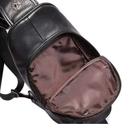 Hebetag Leather Sling Bag Crossbody Backpack for Men Women Travel Outdoor Camping