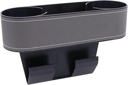 Car Seat Organizer Cup Drink Holders,Multifunctional Gap Filler Storage Box,Insert Organization Helps Reduce Distracted Driving&Holds Phone Mount Mug Bottle Cellphones Coasters Wallet Cards (Gray)