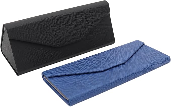 Real Sic Glasses Case for Men and Women - Magnetic Folding Hard Shell Sunglass Holder - Inspired by Solid Color