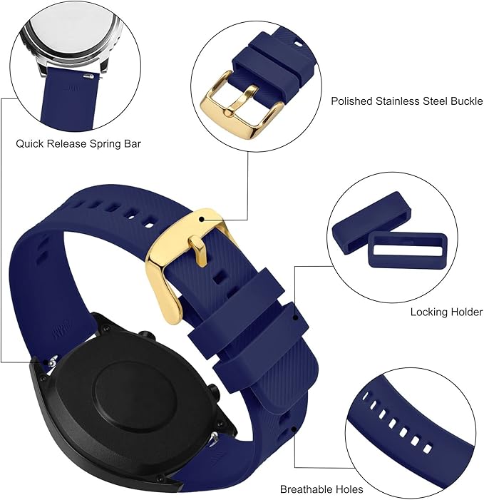 BISONSTRAP Watch Strap 18mm 19mm 20mm 21mm 22mm, Quick Release Silicone Watch Bands for Men Women