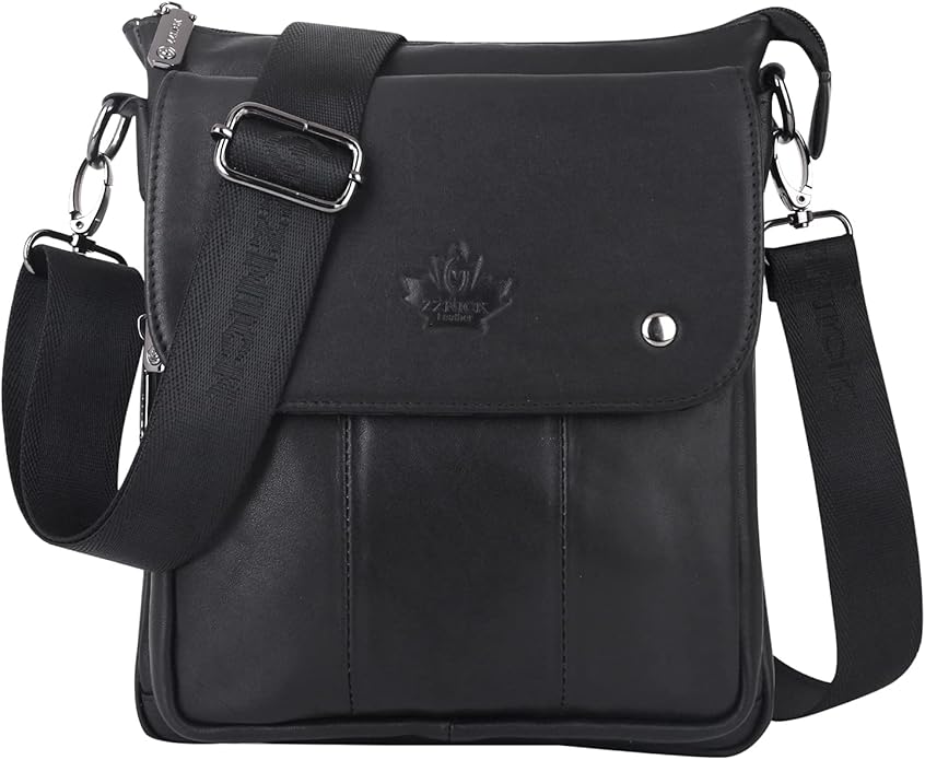 Genuine Leather Messenger Bag, Sling Bag Crossbody Shoulder Bags for Travel Work Business