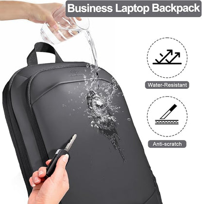 hk Business Backpack for Men 17 Inch,Slim & Expandable Waterproof Travel Laptop Backpack with USB Charger Port (Dark Grey)