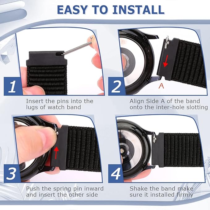 18mm Nylon Sport Quick Release Watch Bands Compatible with Garmin Venu 4 41mm/3S 41mm/Venu 2S/Vivoactive 4S/Vivomove 3S/Active S/Forerunner 265S(42mm)/255S/Fossil Women's Gen 6 42mm/5E 42mm Women Men