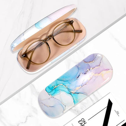 PERFECTSIGHT Hard Shell Eyeglasses Case, PU Leather Protective Glasses Case, Cute Eyeglass Case for Women Men Girls