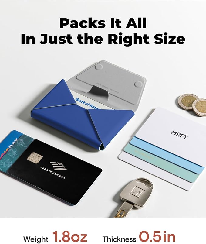 MOFT Magsafe Wallet, Slim Magnetic 8 - Card Holder, Snap Field Wallet with Pull to Access Design, RFID Blocking, MOVAS Veagn Leather Minimalist Travel Wallets for Men & Women,Sapphire