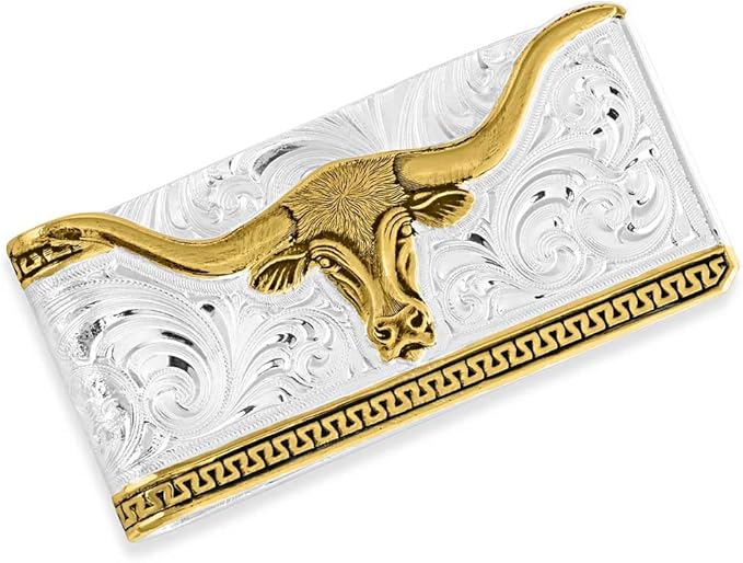Montana Silversmiths Made in the USA Western Lifestyle Money Clip (Two-Tone Carved Longhorn)