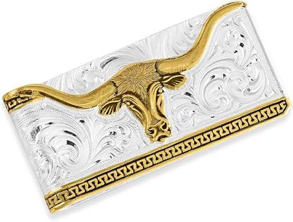 Montana Silversmiths Made in the USA Western Lifestyle Money Clip (Two-Tone Carved Longhorn)