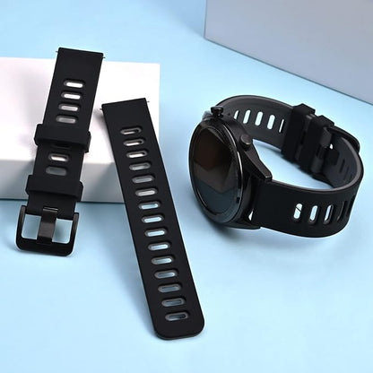 WOCCI 19mm Bicolor Watch Band, Silicone Rubber, Quick Release Replacement Strap for Men and Women, Black Stainless Steel Buckle (Black-Grey)