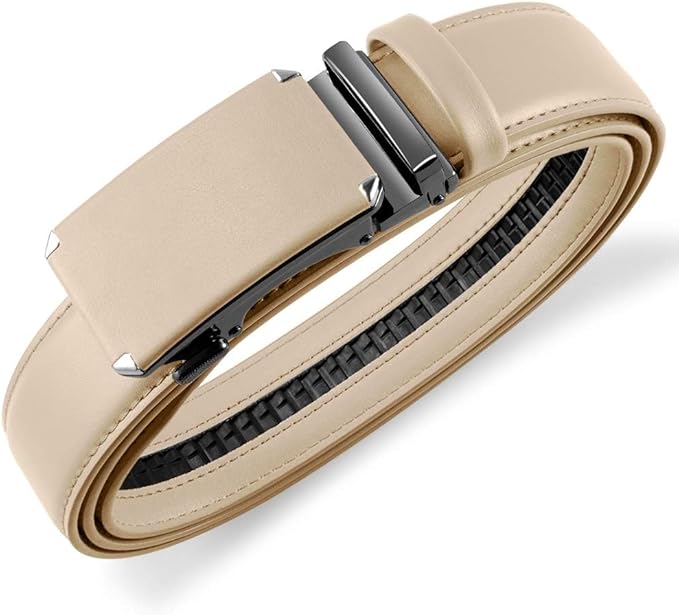 DOOPAI Belt Men, Ratchet Dress Adjustable 1 3/8" Sliding Leather Designer, Size Length Can be Cut, with Gift Box
