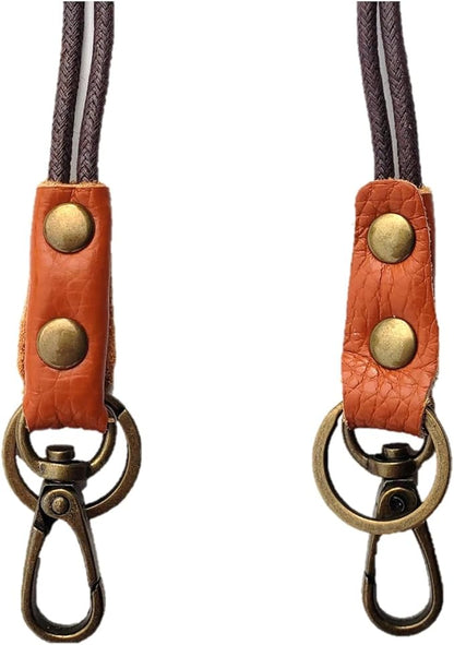 Aslana Genuine Leather Rope Necklace Lanyard for Key ID Badge Holder, Lobster Claw Clasp, Vintage Retro Style (19in Neck. 1-Pack, Rope Orange Leather 19in)…