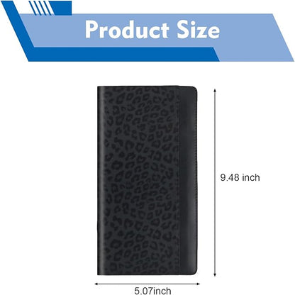 Car Registration and Insurance Holder, PU Leather Insurance License and Registration Card Holder with Magnetic Closure, Document Holder Organizer for License, Cards and Documents (Leopard)