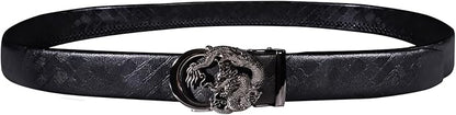 Dubulle Designer Ratchet Belt for Men Leather Fashion Adjustable Automatic Buckle Sliding Removable Dress Casual