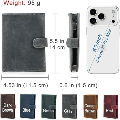 CONTACTS Full Grain Leather Passport Holder with Compatible with Airtag RFID Blocking Passport Wallet Travel Slim Passport Cover with SIM Card Removal Tool (Gray)