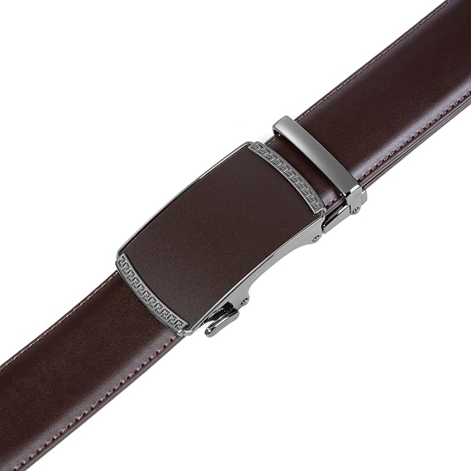 Founders & C Men's Ratchet Belt 1 3/8",Leather Dress Belt Adjustable with Click Sliding Buckle Trim to Exact Fit