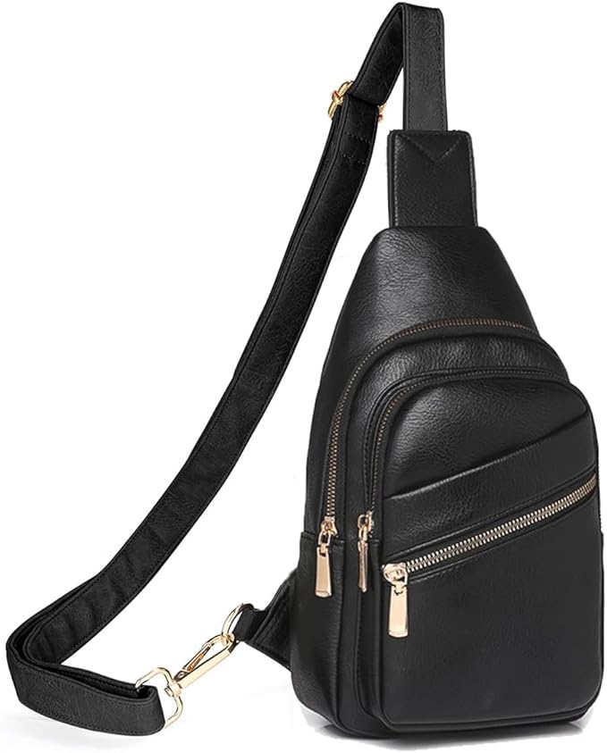 ANPTER Sling Bag for Men Crossbody Chest Bag,PU leather Over the Shoulder Purse Cross Body Sling Backpack for Travel