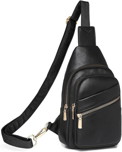 ANPTER Sling Bag for Men Crossbody Chest Bag,PU leather Over the Shoulder Purse Cross Body Sling Backpack for Travel