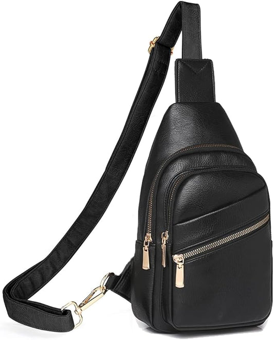 ANPTER Sling Bag for Men Crossbody Chest Bag,PU leather Over the Shoulder Purse Cross Body Sling Backpack for Travel