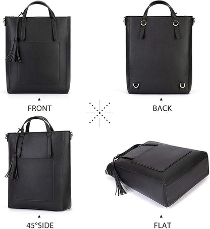 ECOSUSI Tote Bag Convertible Backpack for Women Vegan Leather Handbag Multifuction Shoulder Bag