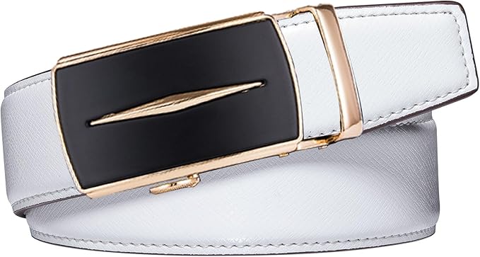 Dubulle Designer Ratchet Belt for Men Leather Fashion Adjustable Automatic Buckle Sliding Removable Dress Casual