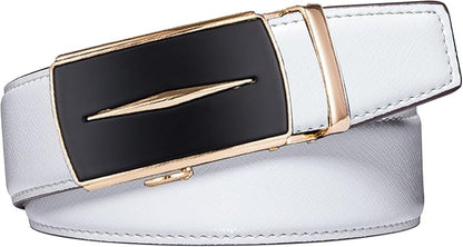 Dubulle Designer Ratchet Belt for Men Leather Fashion Adjustable Automatic Buckle Sliding Removable Dress Casual