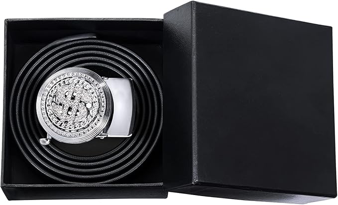 Dubulle Men's Ratchet Belt Gold/Black/Red/Green/Blue/White Automatic Buckle Business Casual Belt Gift - Adjustable Fit