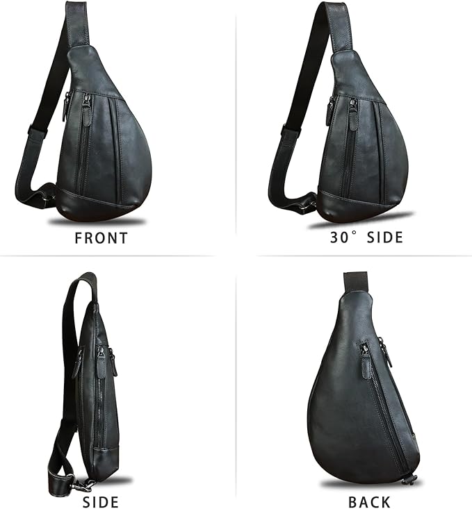 Genuine Leather Sling Bag for Men and Women Vintage Real Leather Crossbody Chest Bags Backpack Purse for Travel Hiking