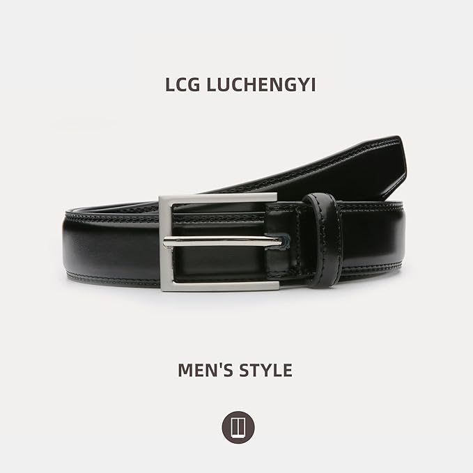 Mens Genuine Leather Dress Belt Classic Casual Belt with Single Prong Buckle for Jeans Pants Work and Business
