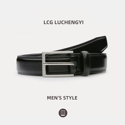 Mens Genuine Leather Dress Belt Classic Casual Belt with Single Prong Buckle for Jeans Pants Work and Business