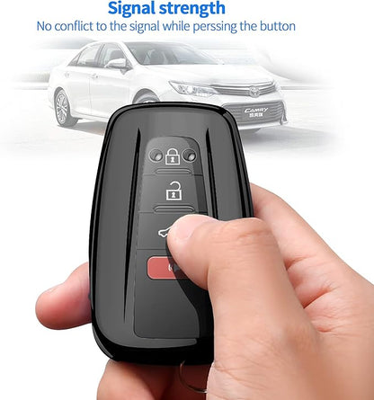 Autophone for Toyota Key Fob Cover with Keychain Soft TPU Key Shell Case,For 2019-2026 Rav4 2020-2022 Highlander Corolla Prius 2018-2024 Camry C-HR Avalon GT86 2021-2024 4runner(Black)