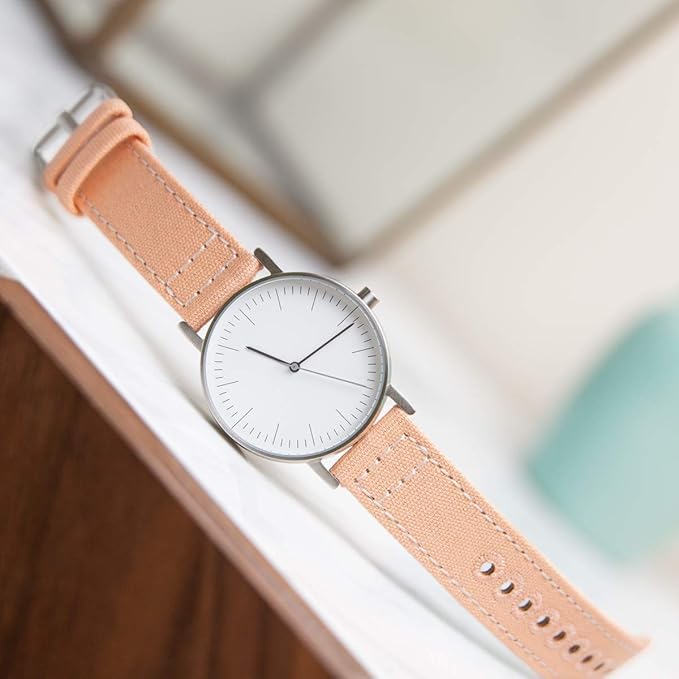Archer Watch Straps - Canvas Quick Release Watch Bands (Pale Coral, 18mm)