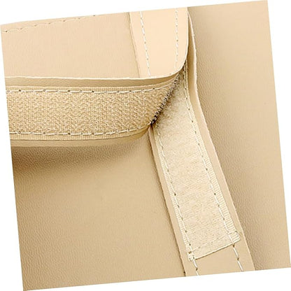 PRETYZOOM Multi Functional Sun Visor Organizer Bag for Car Leather CD Holder Pen Card Storage Stylish Beige Design for Vehicle Interior